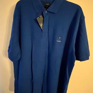 New With Tags Faconnable XXL Polo Shirt Marine Blue With Logo On Chest.